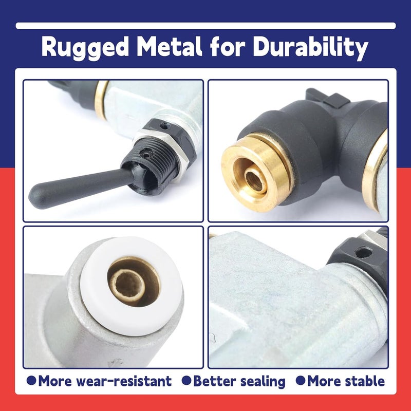 Dusledel BA14500 Big Rig Air Toggle Switch Compatible with Peterbilt Truck Pneumatic Control Valve, 90-Degree Zinc-Plated Finish - Image 5